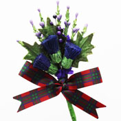 Corsage, Tartan Buttonhole with MacBean, McBain Ribbon